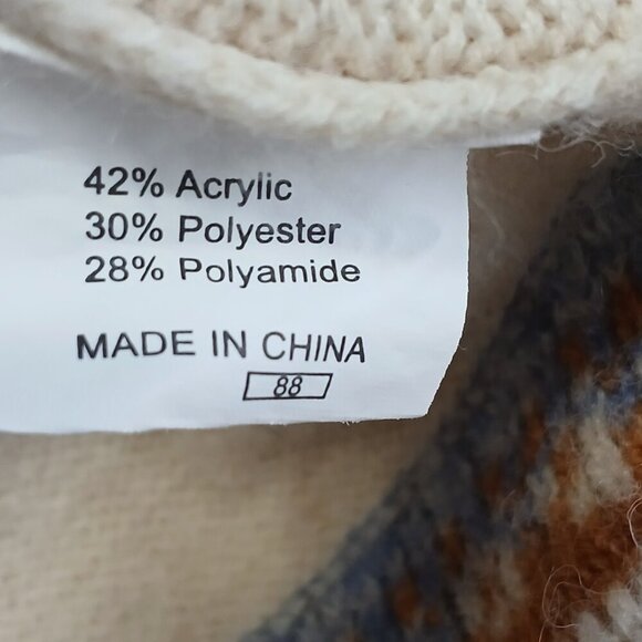 VINTAGE GEOMETRIC PATTERN PULLOVER CREW NECK SWEATER WOMENS LARGE - Picture 4 of 8